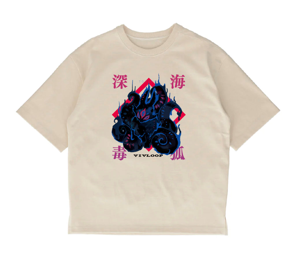 【和紙素材】深海毒狐プリントTシャツ