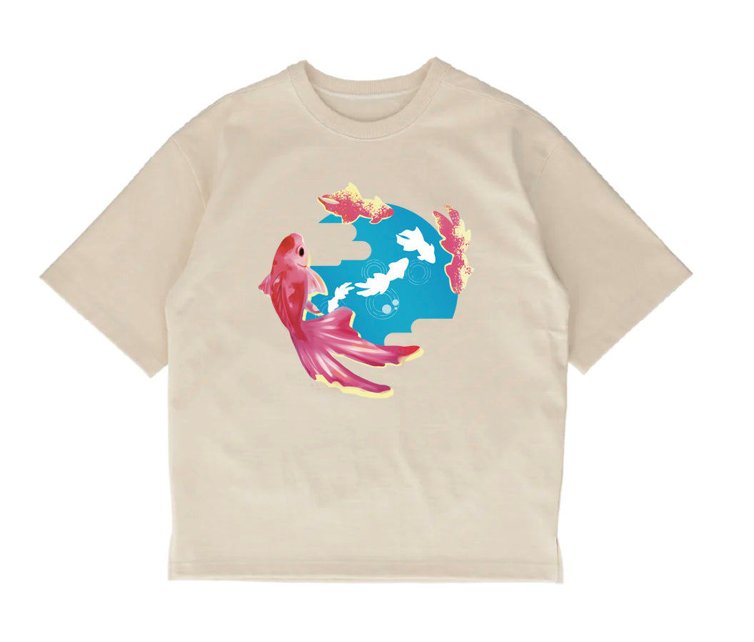 【和紙素材】金魚と水のアートプリントTシャツ