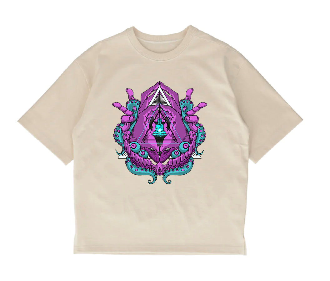 【和紙素材】サイケデリック座禅プリントTシャツ