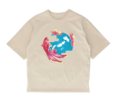 【和紙素材】金魚と水のアートプリントTシャツ